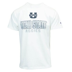 Utah State 3D Bold Letters White Champion T-Shirt